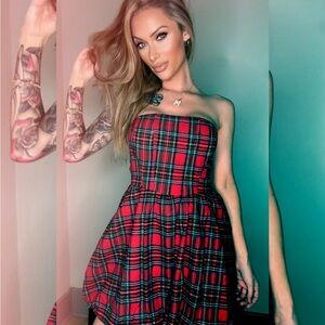 Plaid Strapless Dress